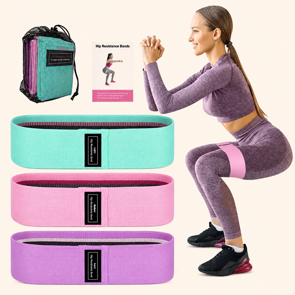 Kit Premium de Bandas de Resistencia de Tela NIDO FIT™ | 3 Niveles para Glúteos, Piernas y Cadera