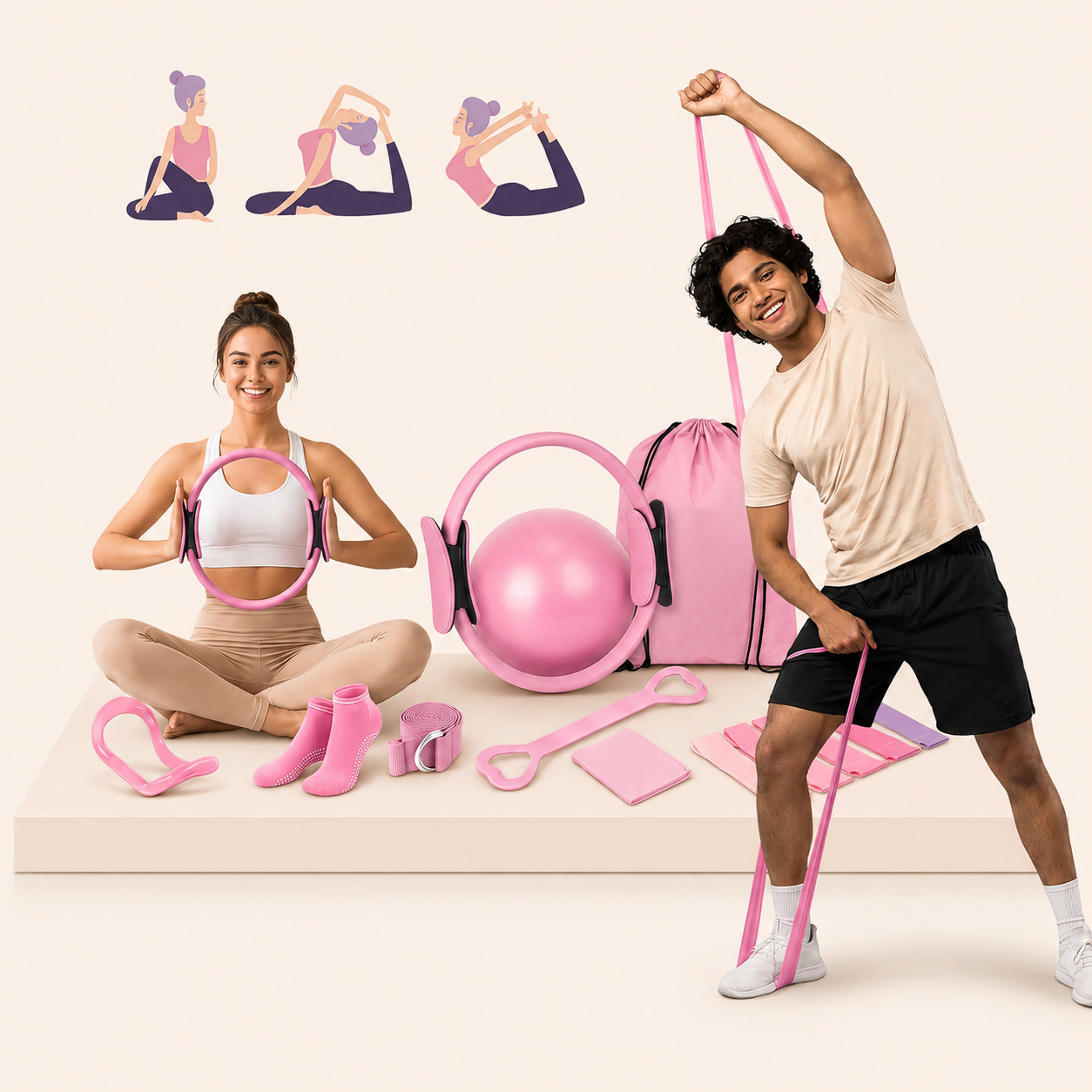 Kit Premium de Pilates 13 Piezas NIDO FIT™ | Entrenamiento Completo para Casa con Aro, Bandas, Pelota y Accesorios