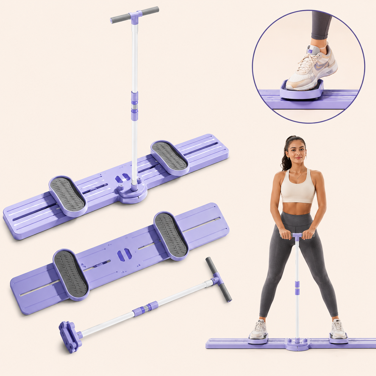 Ejercitador de Esquí Multifuncional con Barra de Equilibrio | Entrena Todo tu Cuerpo Desde Casa