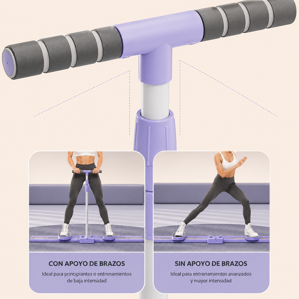 Ejercitador de Esquí Multifuncional con Barra de Equilibrio | Entrena Todo tu Cuerpo Desde Casa