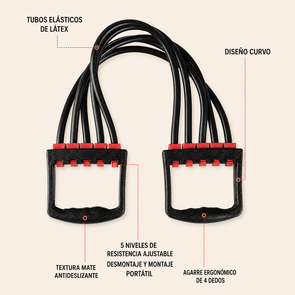 Banda Elástica de Resistencia Ajustable NIDO FIT™ | 5 Niveles de Intensidad para Entrenamiento de Fuerza