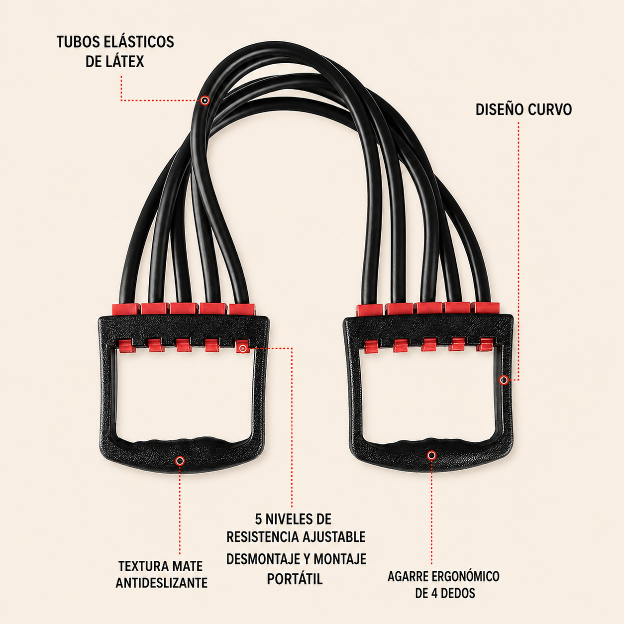 Banda Elástica de Resistencia Ajustable NIDO FIT™ | 5 Niveles de Intensidad para Entrenamiento de Fuerza